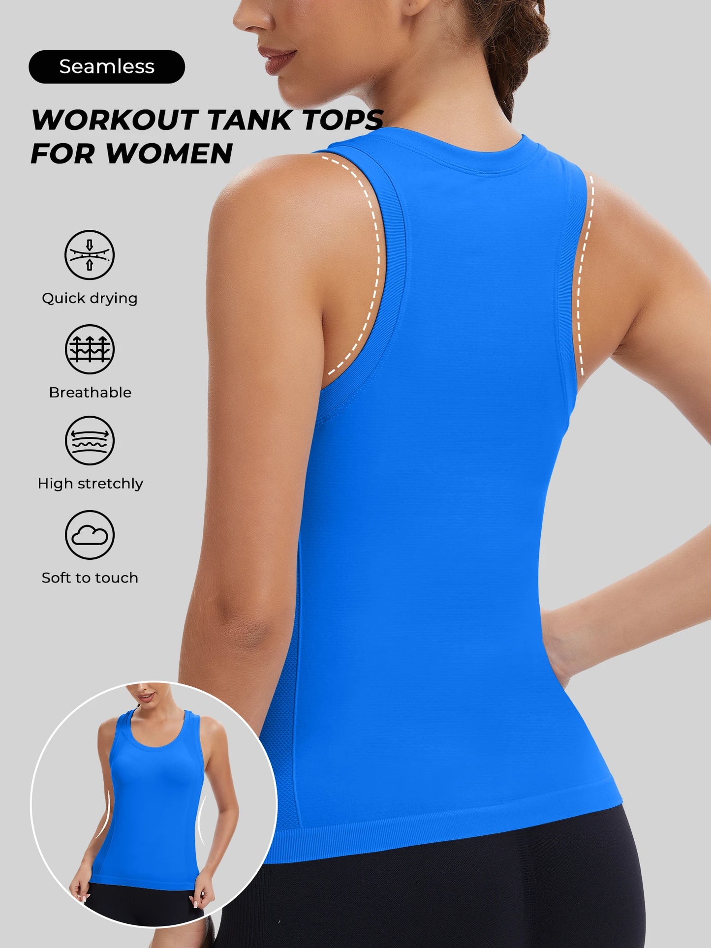 Women's Racerback Seamless Workout Tank Top Yoga Running Gym