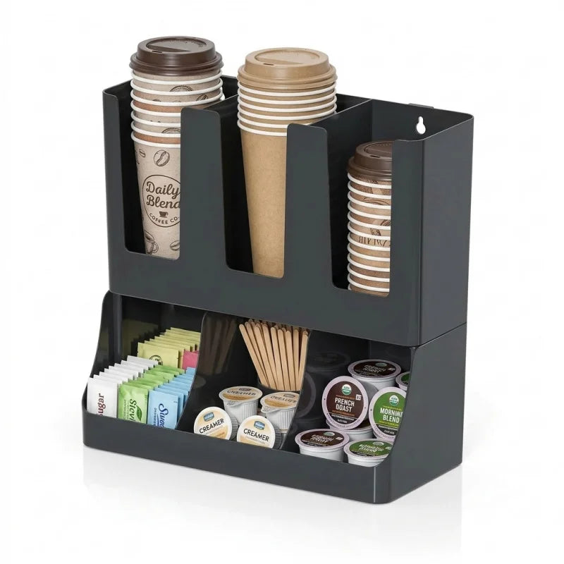 Coffee Station Organizer For Countertop And Wall Mounted Coffee Bar