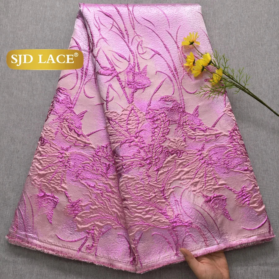Nigerian Brocade Lace Damask Fabrics African Jacquard For Women Dresses