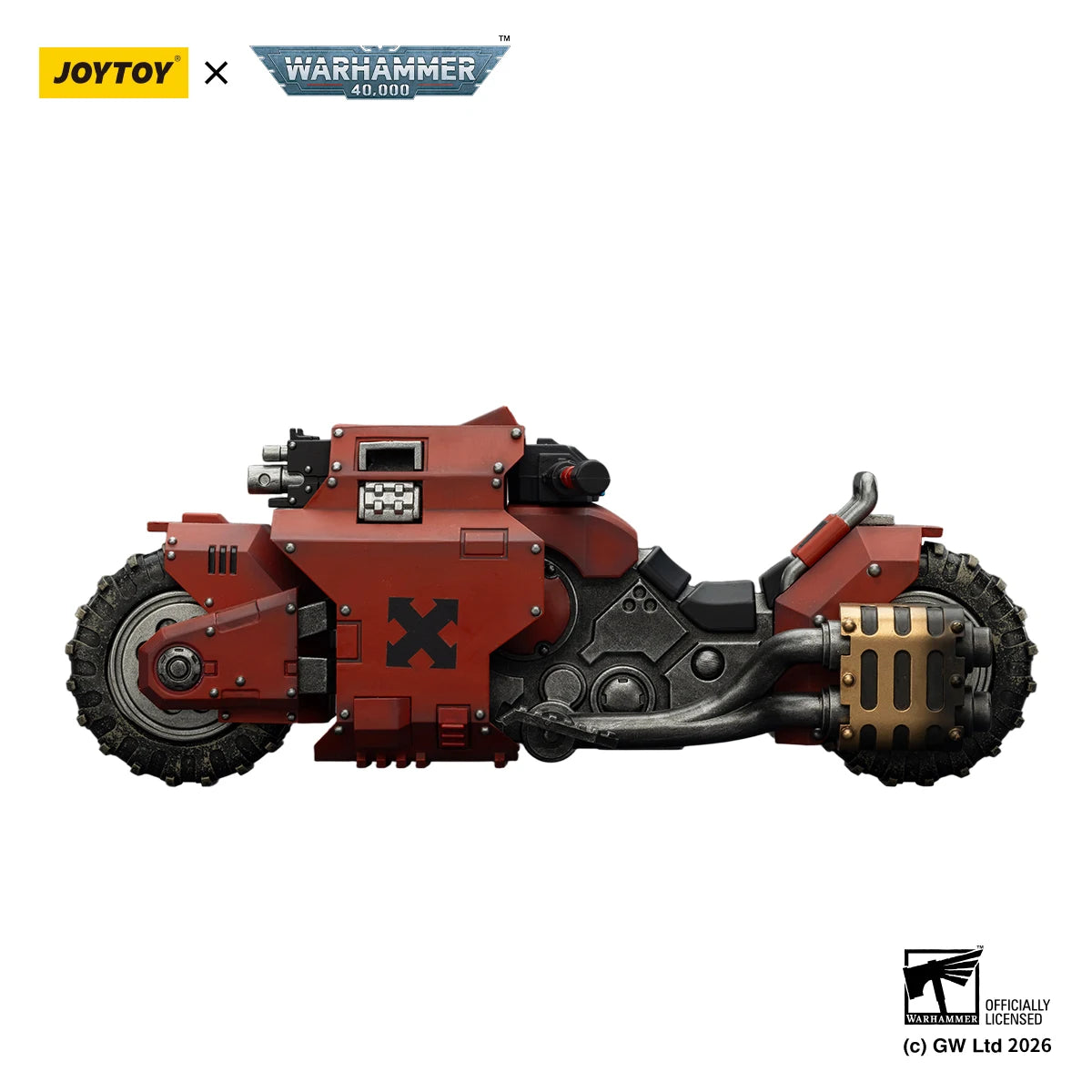 JOYTOY Warhammer 40K 1/18 Action Figure Blood Angels Raider-pattern Combat Bike with twin-linked bolt rifles Model