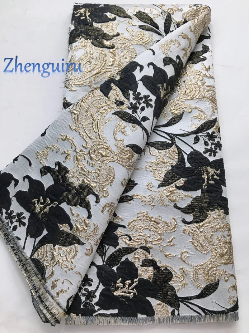 Zhenguiru Navy Blue African Brocade Lace Fabric