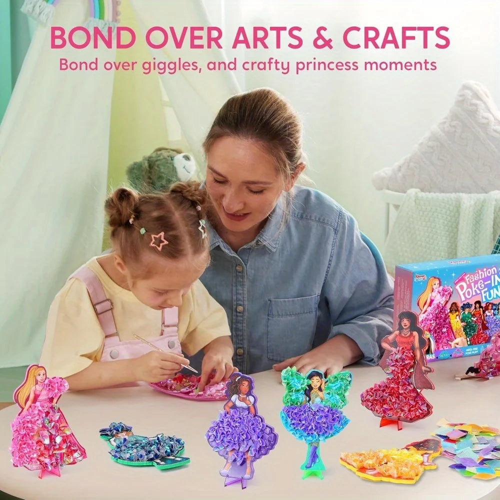 Poke in Fun Art Crafts for Kids Ages 4-8 Princess Dress-up Art Activities DIY Craft Kits for Kids Birthday Gifts Ages 4 5 6 7 8+