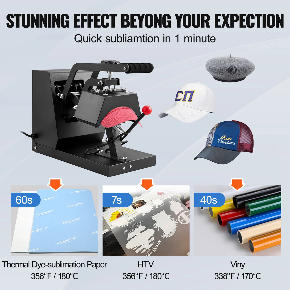 SucceBuy 4 In 1 Hat Heat Press Machine Digital Controls