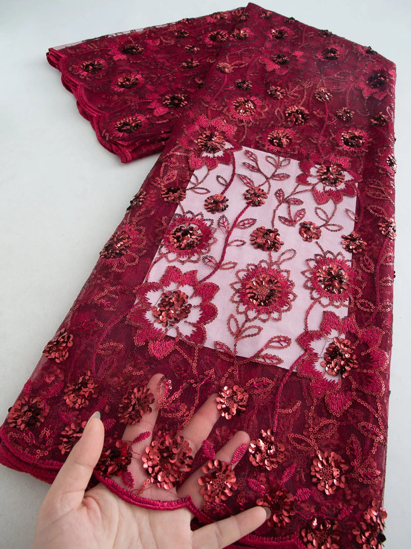 JiaDong Beaded Lace Fabric With Sequins For Party