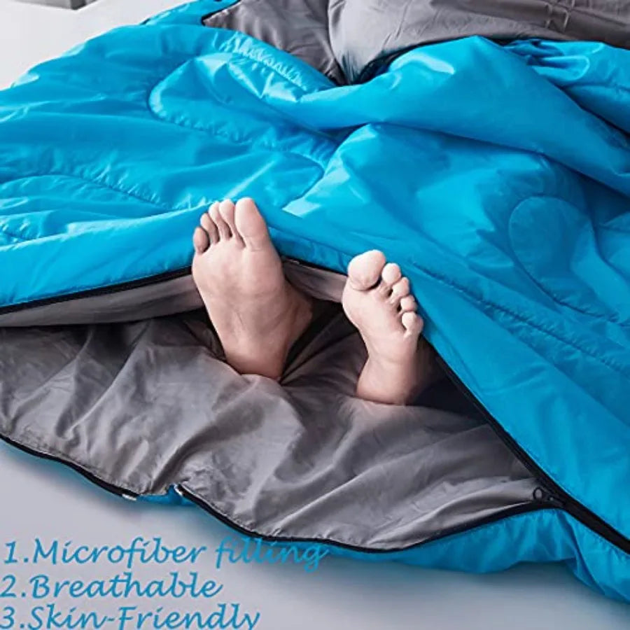 Double Sleeping Bag Sleeping Bag with 2 Pillows Queen Size XL Bag for 2 People Cold Warm Weather- 3 Seasons Waterproof Adults f