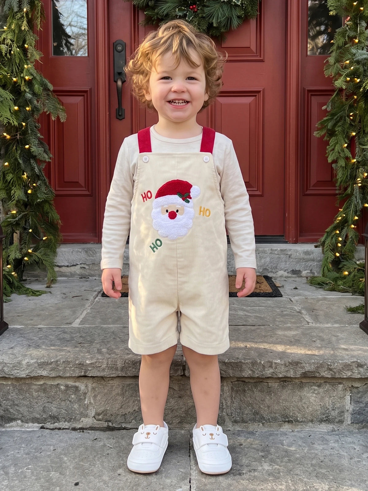 Embroidery Santa Boys Overall Shorts Girls-Boys Embroidery-Santa-Claus Girls Boys Overall Christmas Girls Boys Claus Embroidery