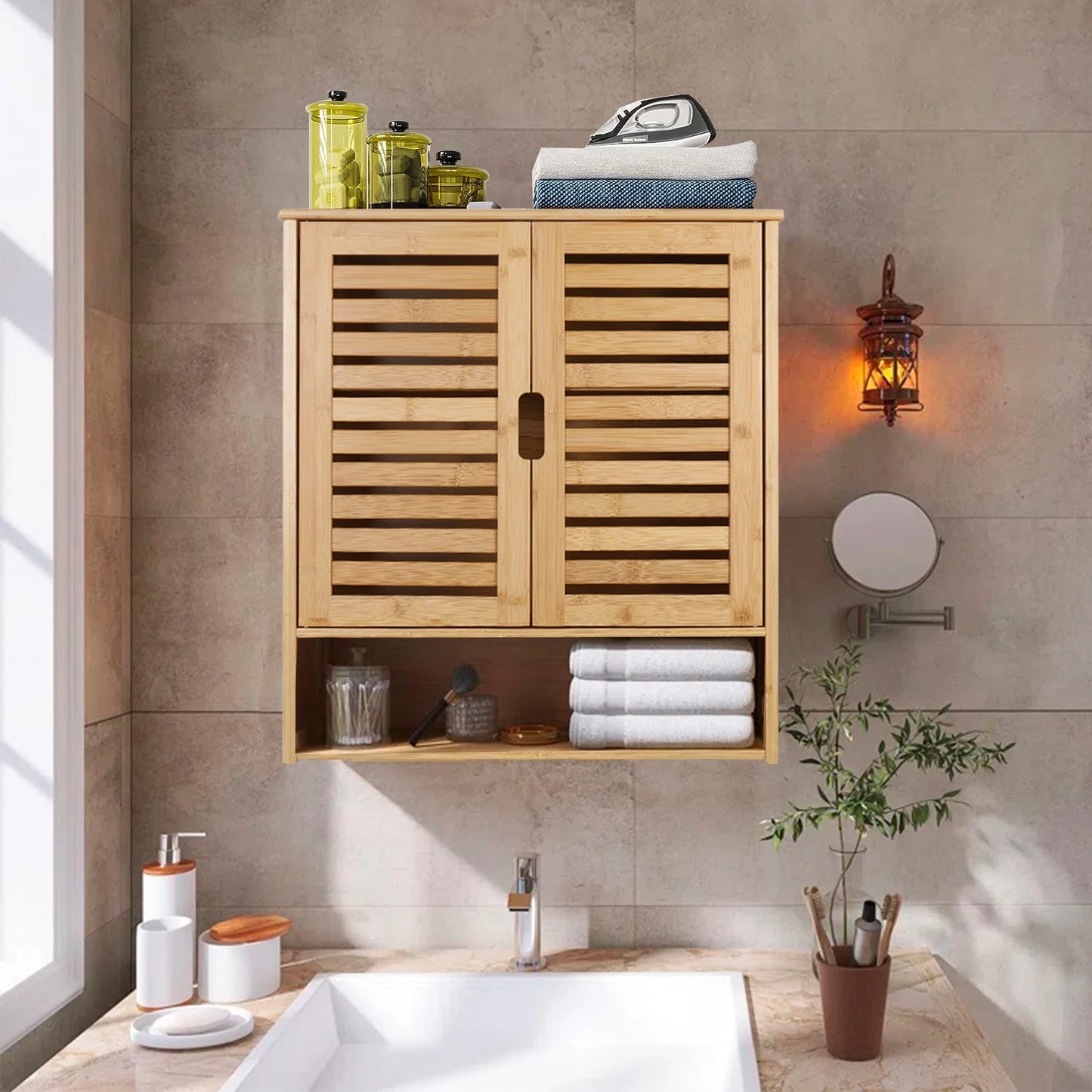 Wall Mounted Bathroom Medicine Cabinet With Adjustable Shelves And Doors