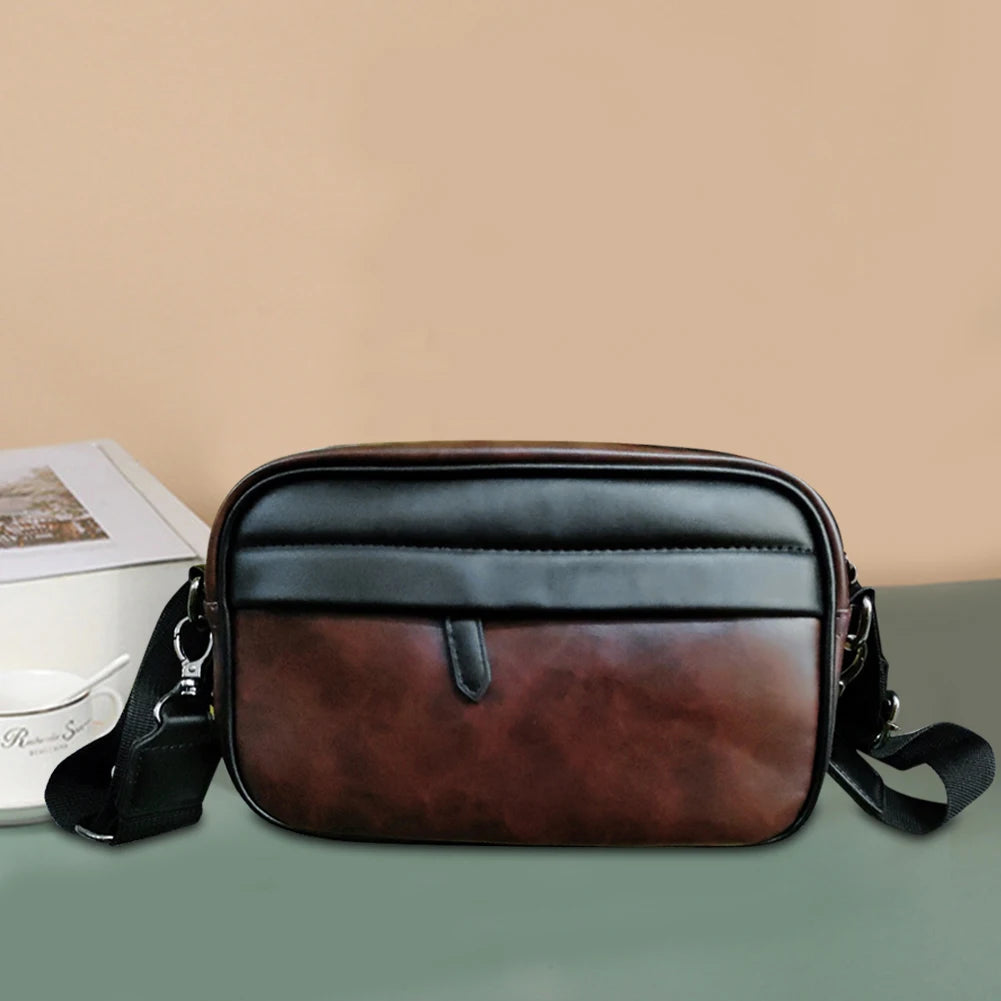 APWIKOGER Leather Fashion Crossbody Bag For Men Casual Business Sling
