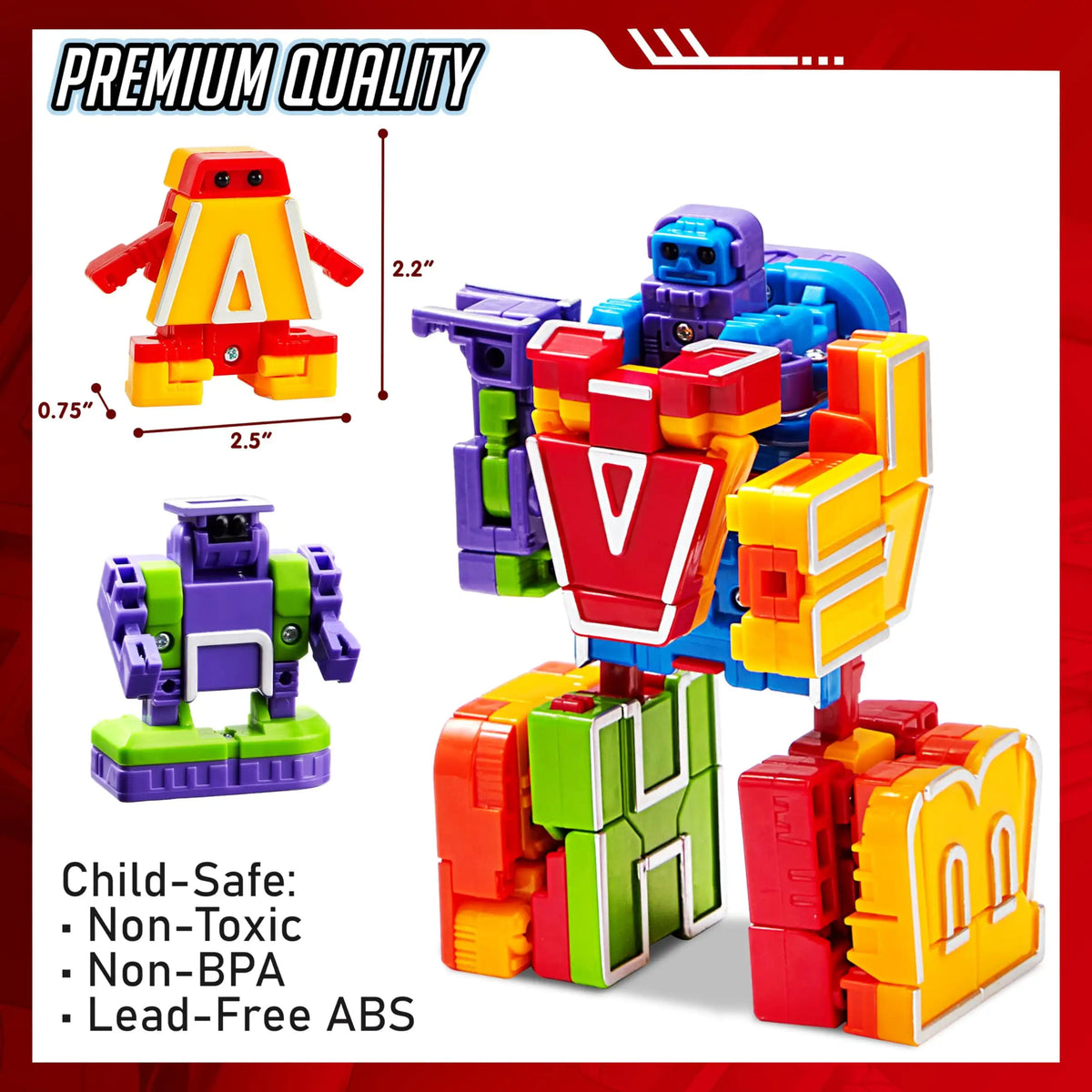 Joyfy 26 in 3 Alphabet Bots Toy 26 Pc Transforming Robot Educational Building STEM Toy for Toddlers Preschool Boys Birthday Gift