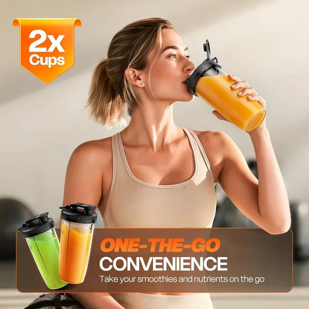 Portable Personal Smoothie Blender with 2 24oz Cups Extra Lid for Shakes Juices Baby Food Nutritious Recipes