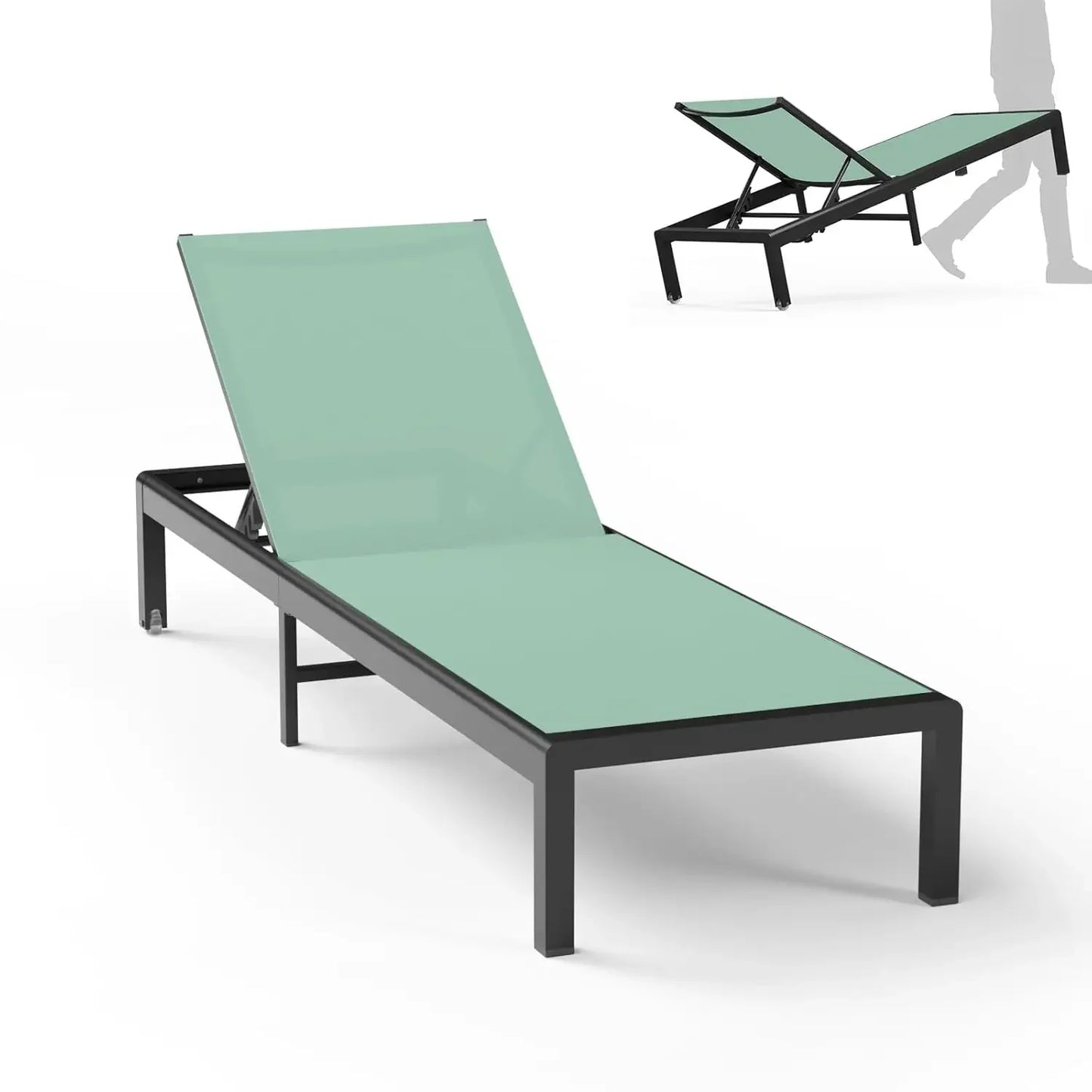 2 Sets Outdoor Aluminum Chaise Lounge Chairs Patio Metal Deck Furniture 5-Position Adjustable Poolside Lounger, Customized