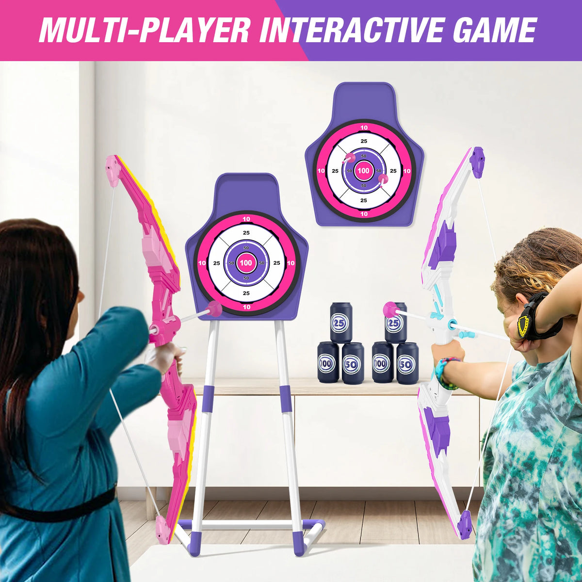 2 Pcs Kids Bow and Arrow,LED Light Up Archery Set with 24 Suction Cup Arrows, Indoor Outdoor Sport Toys Gifts for 3 4 5 6 7 8 9 10 11 12 Year Old Boys Girls,