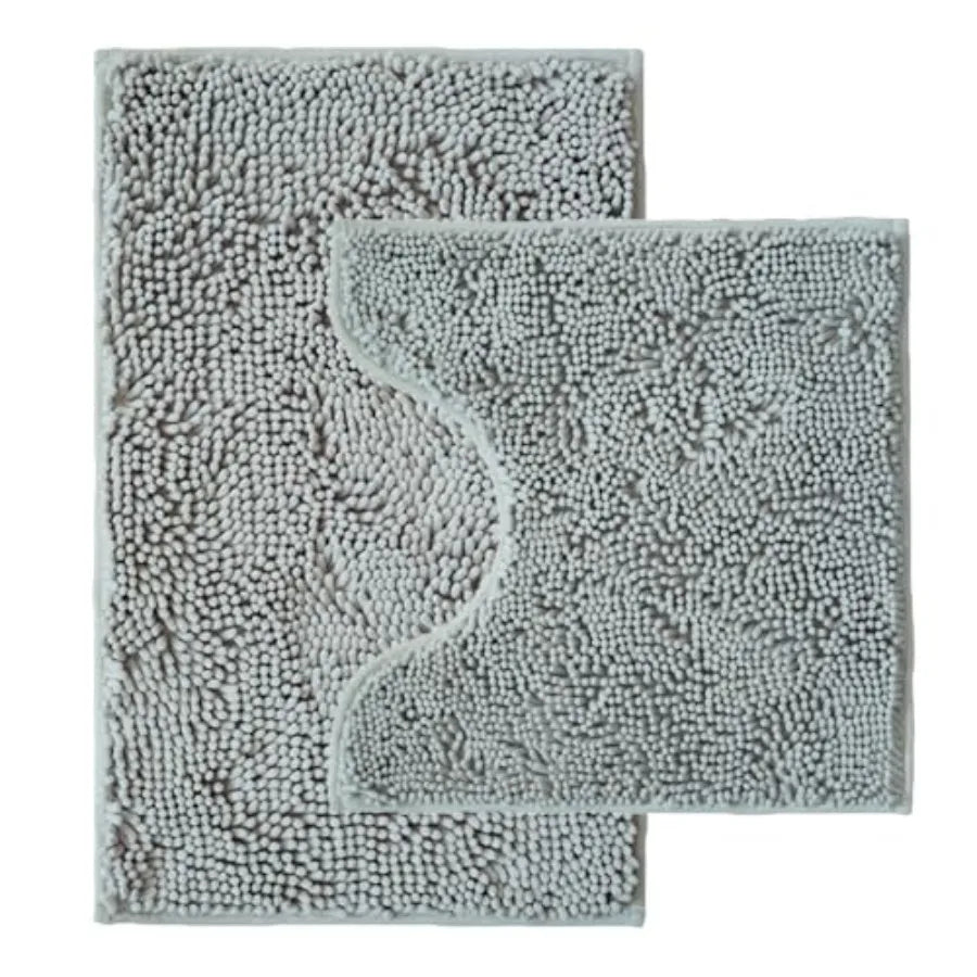 Super Absorbent Chenille Bathroom Rug Set With Non Slip Backing