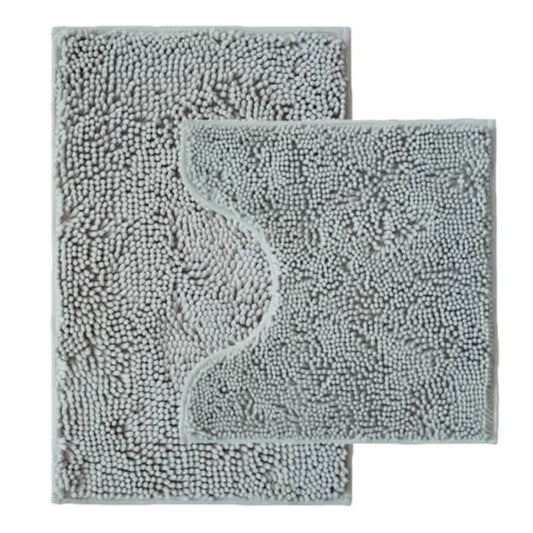 Super Absorbent Chenille Bathroom Rug Set With Non Slip Backing