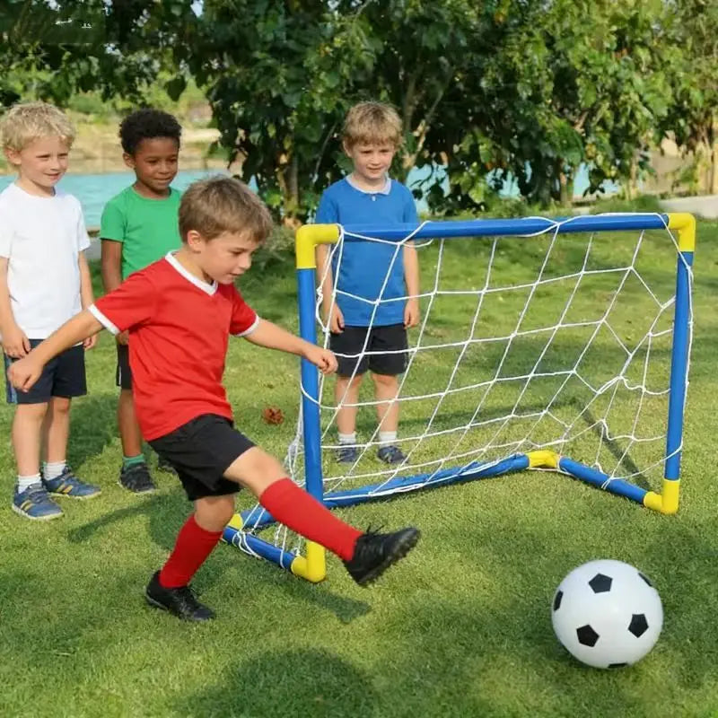2Pcs Kids Football Goal Net Set Portable Soccer Goals with Ball Pump Indoor Outdoor Sports Game Toy for Children