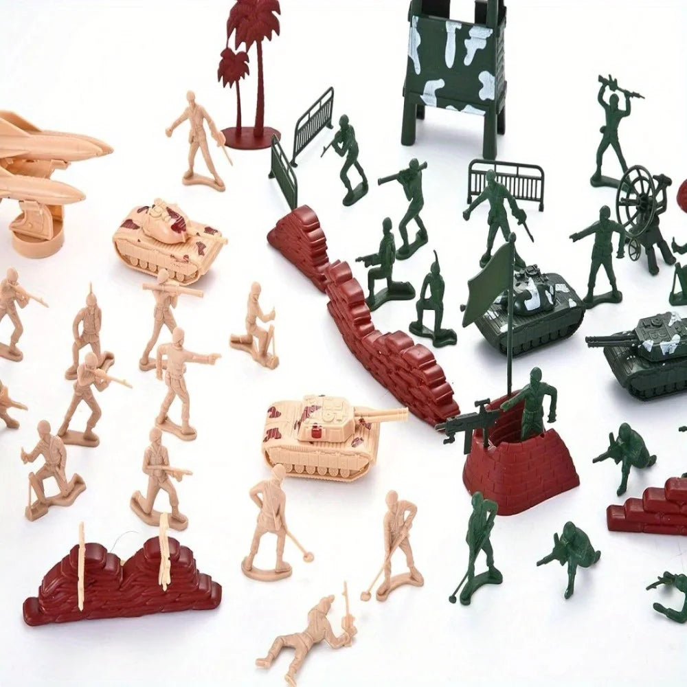 JOYFY 164 Pcs Military Soldier Army Men Play Bucket Army Action Figures Battle Group Aircrafts Helicopters Tanks with Bucket