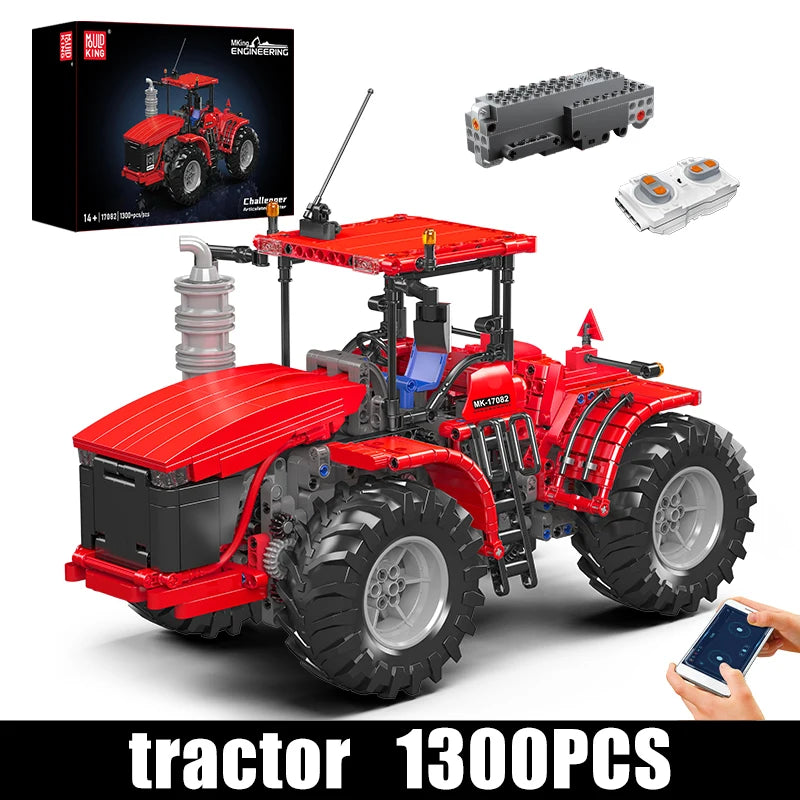 Mould King 17081/17082 Technical Car Toys The RC Challenger Articuated Tractor Building Block Enginerring Truck Brick Kids Gift