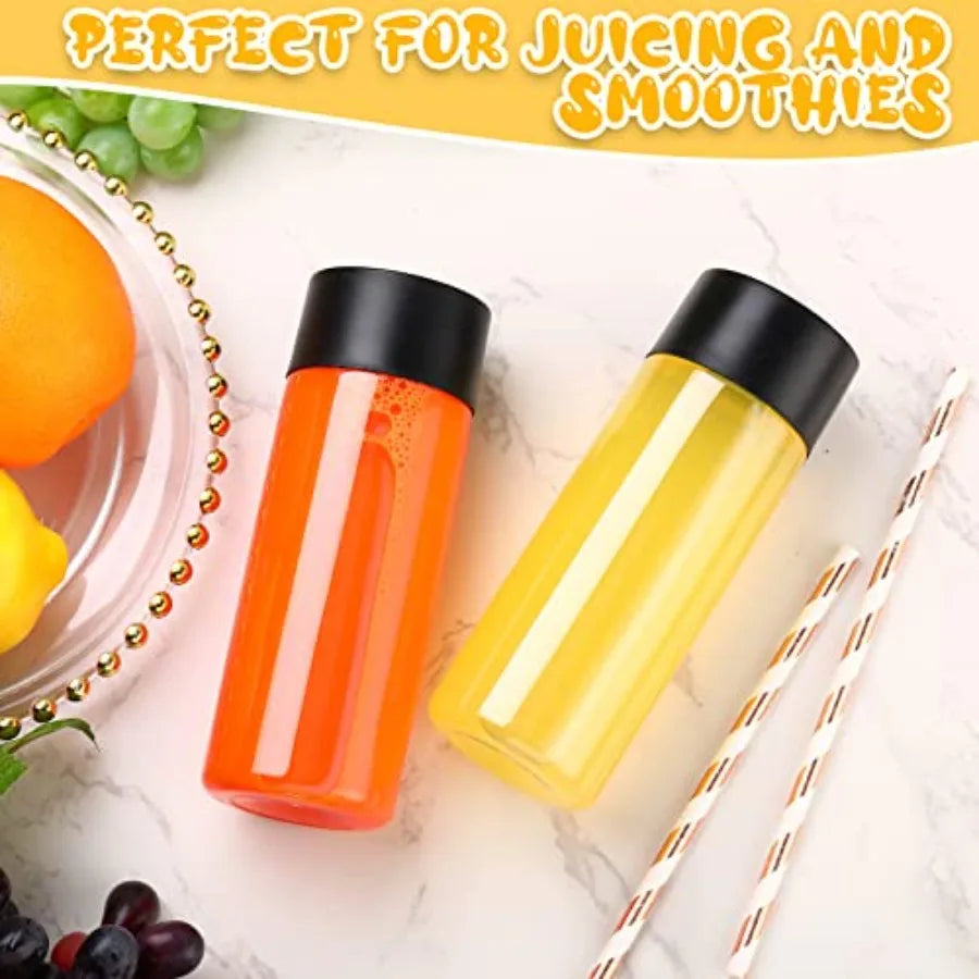 Pcs Plastic Juice Bottles with Black Lids Sensory Bottles Round Clear Drink Containers Plastic Smoothie Tumble Empty Water Tumb