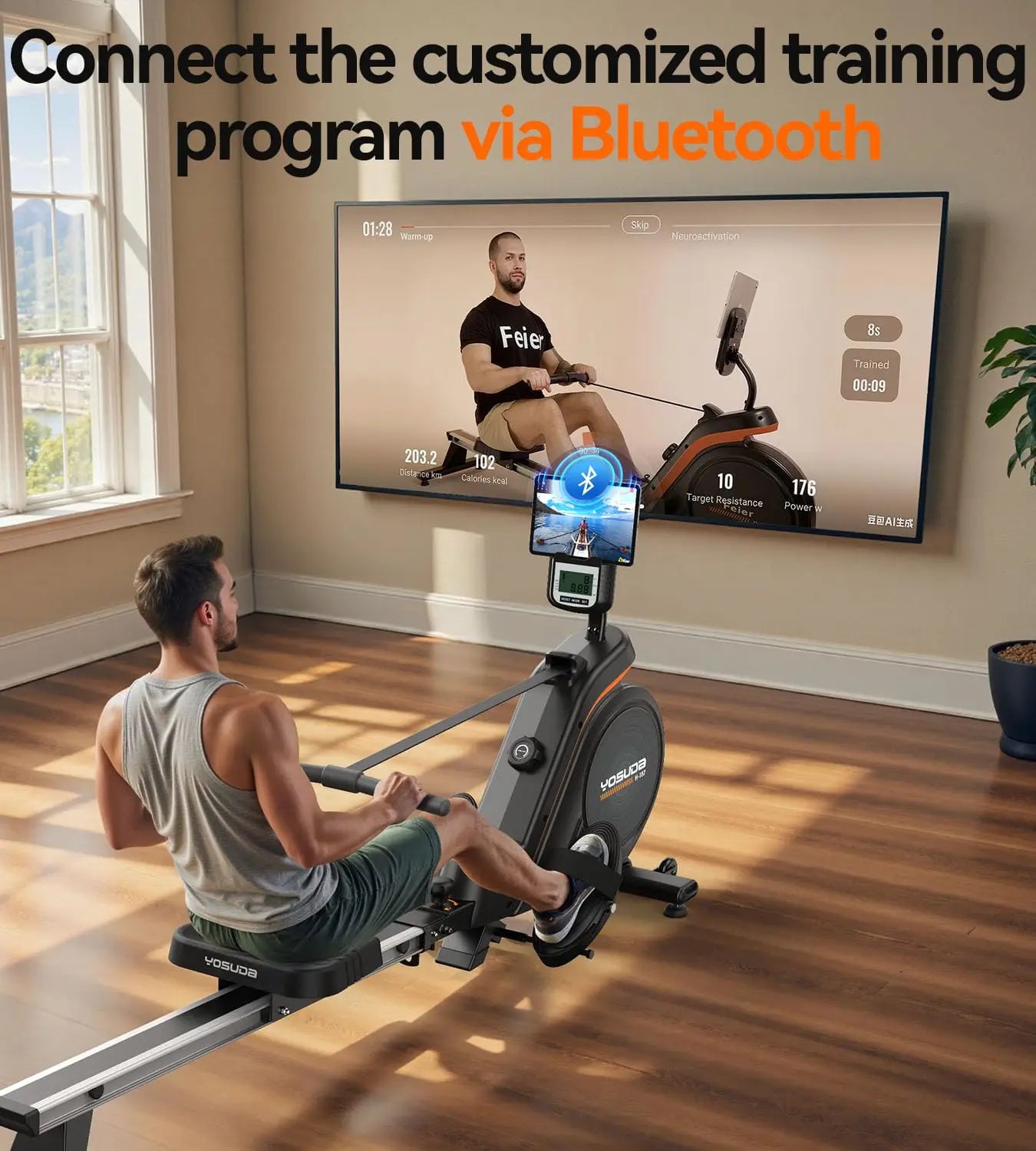 YOSUDA Magnetic Rowing Machine With Bluetooth App Support For Home Gym