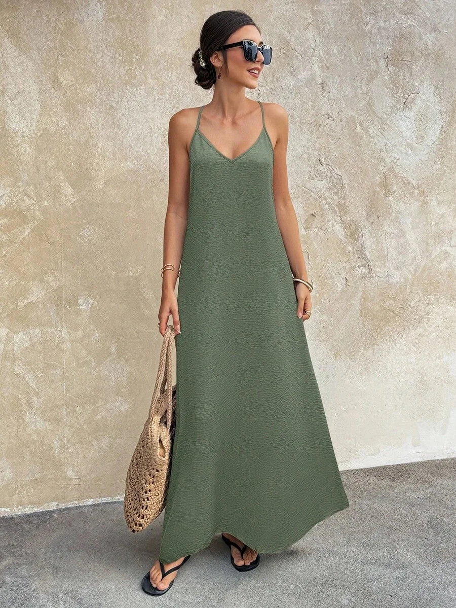 Fashionable Sexy Spicy Solid Color Strapless Backless Long Elegant Dress for Women