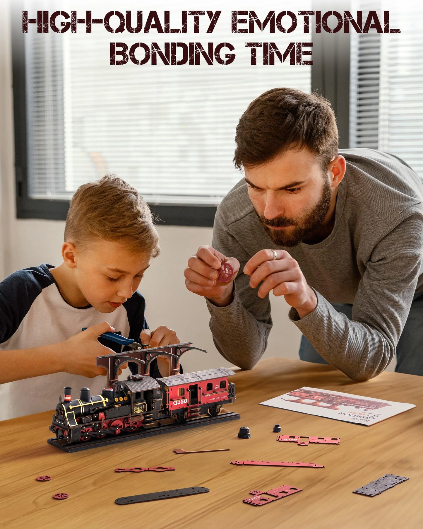 Robotime Steam Train Model Kits 3D Wooden Puzzles Home Decor Craft Gifts for Adults Men Boys Girls