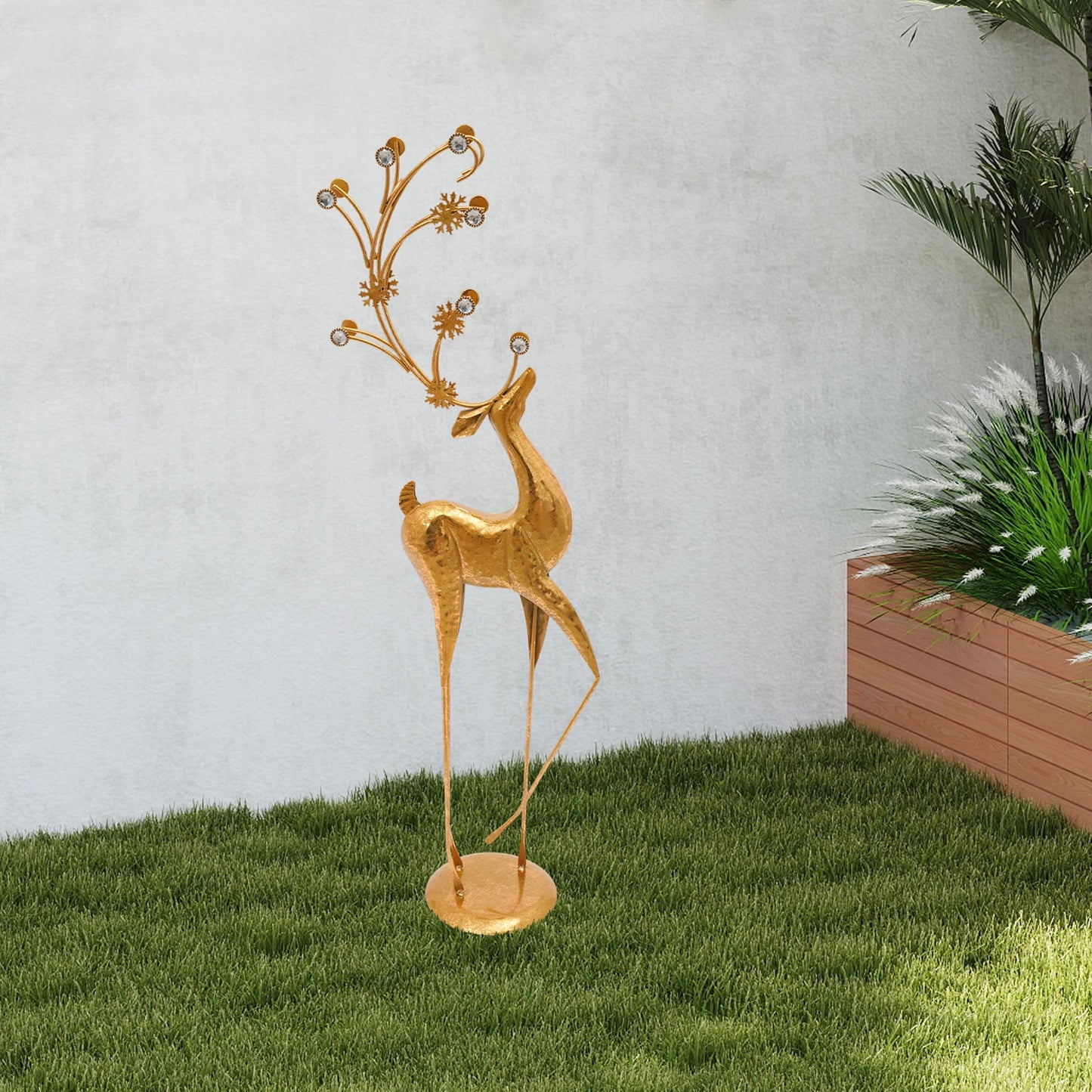 Art Deco Metal Deer Statue For Modern Indoor Holiday Decor