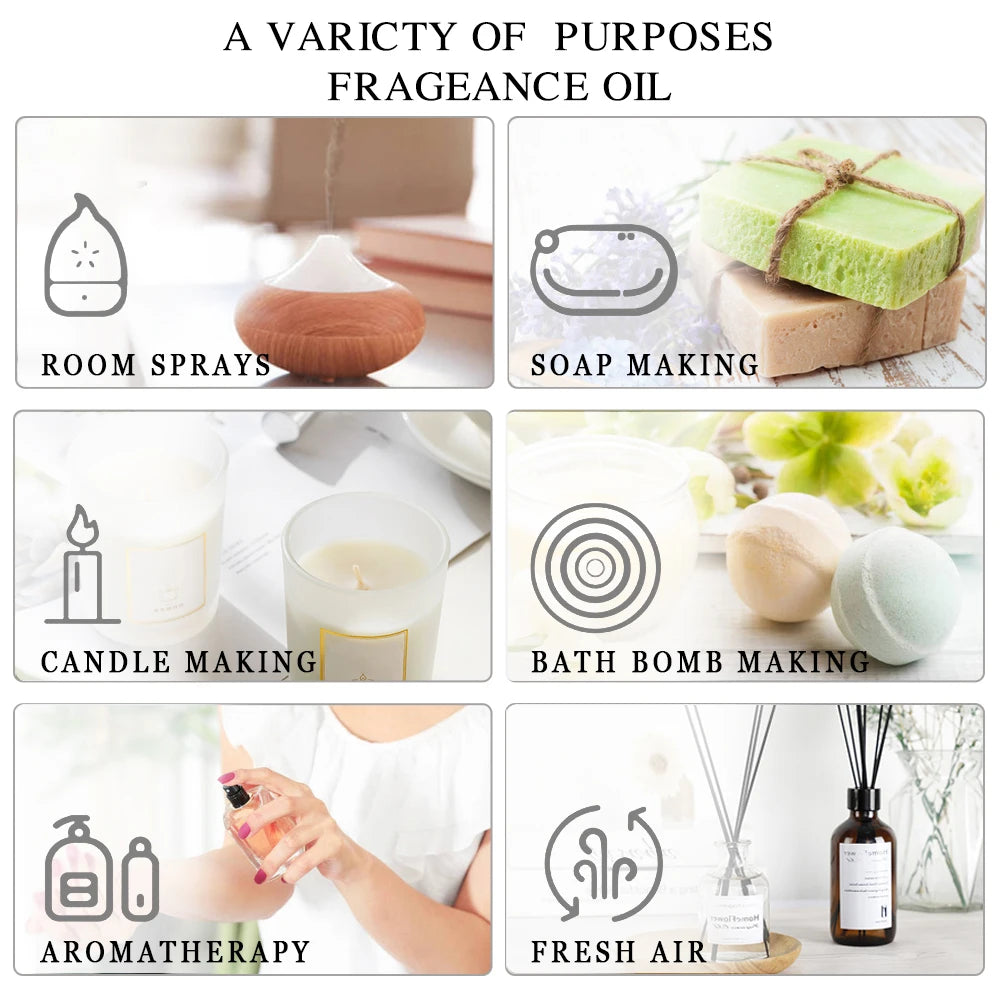 PHATOIL 2PCS Pure Aromatherapy Essential Oils for Diffuser Humidifier Soap Candle Making 100ml Vanilla Lavender Sandalwood Lemon Cinnamon Aroma Essential Oil Set