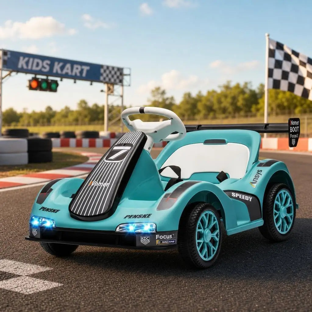 Kids Electric Drift Go Kart, Dual Motor Ride-on Car with LED Lights, Safety Belt & 2.4G Remote Control for Ages 3-12 Years