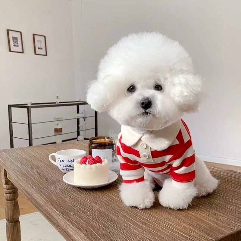 Summer Polo Shirt For Dogs Stripe Style Sweatshirt Cooling Vest