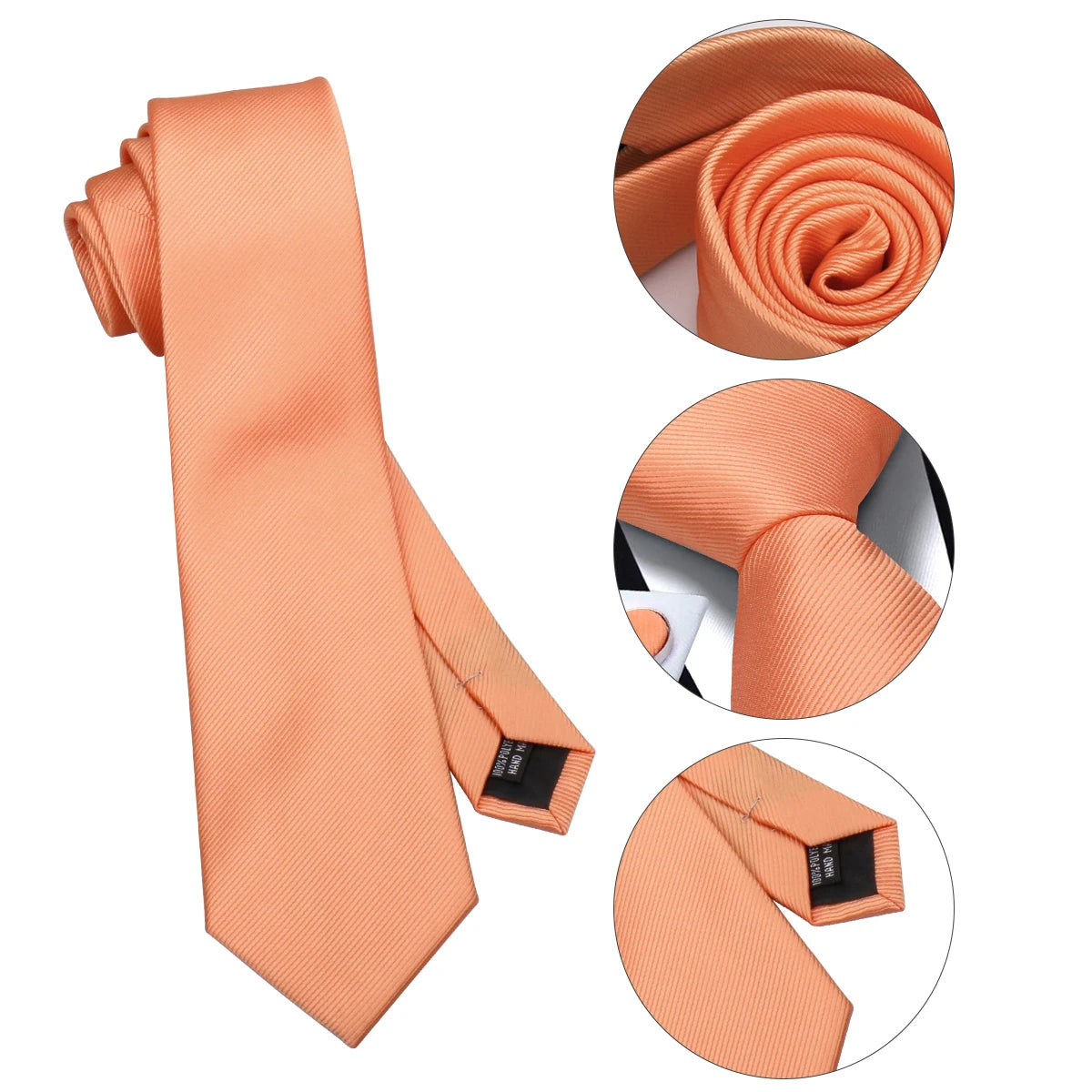 Solid Necktie Set With Handkerchief And Cufflinks For Men
