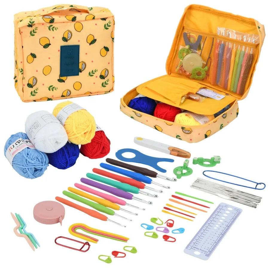 Beginner Crochet Kit With Yarn Hooks And Essential Tools