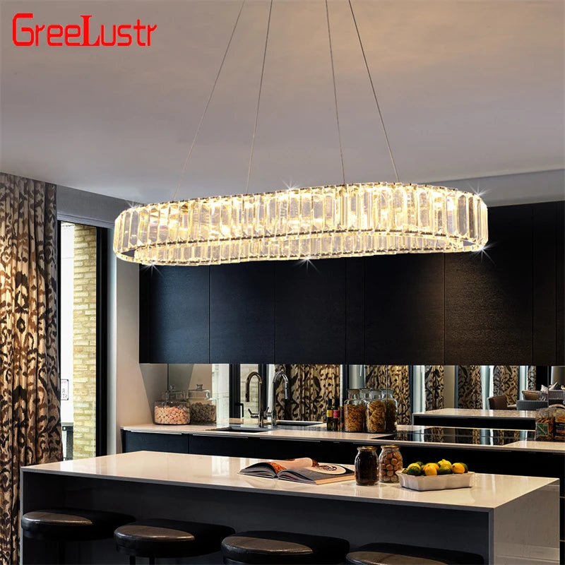 GreeLustr K9 Crystal Oval Ring LED Chandelier Dining Room