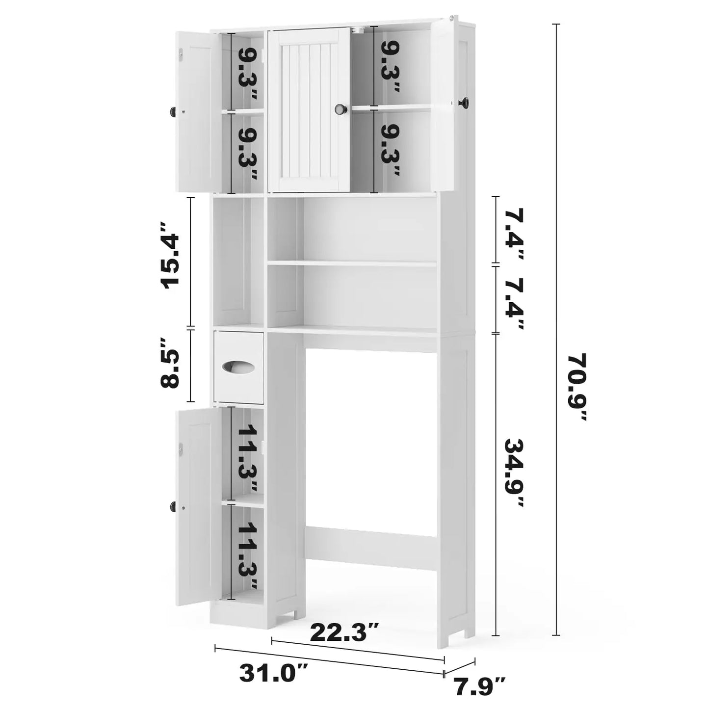 Over The Toilet Storage Cabinet With Five Barn Doors