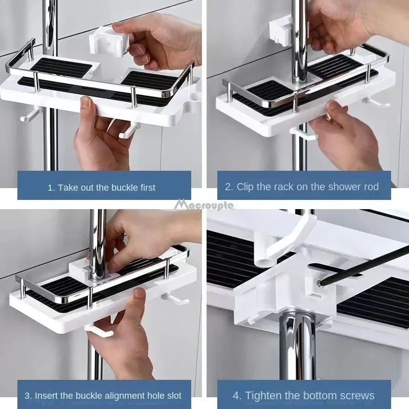 Bathroom Shower Storage Rack Organizer Wall Mounted No Drilling ABS