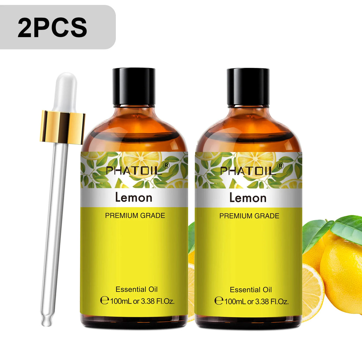 PHATOIL 2PCS Pure Aromatherapy Essential Oils for Diffuser Humidifier Soap Candle Making 100ml Vanilla Lavender Sandalwood Lemon Cinnamon Aroma Essential Oil Set