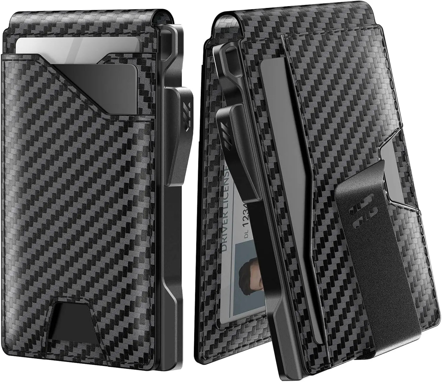 Tactical Wallet Card Holder: Pop Up Card Case, Genuine Leather, Smart,Slim, Minimalist, Thin, Front Pocket - 9-13 Card Capacitiy