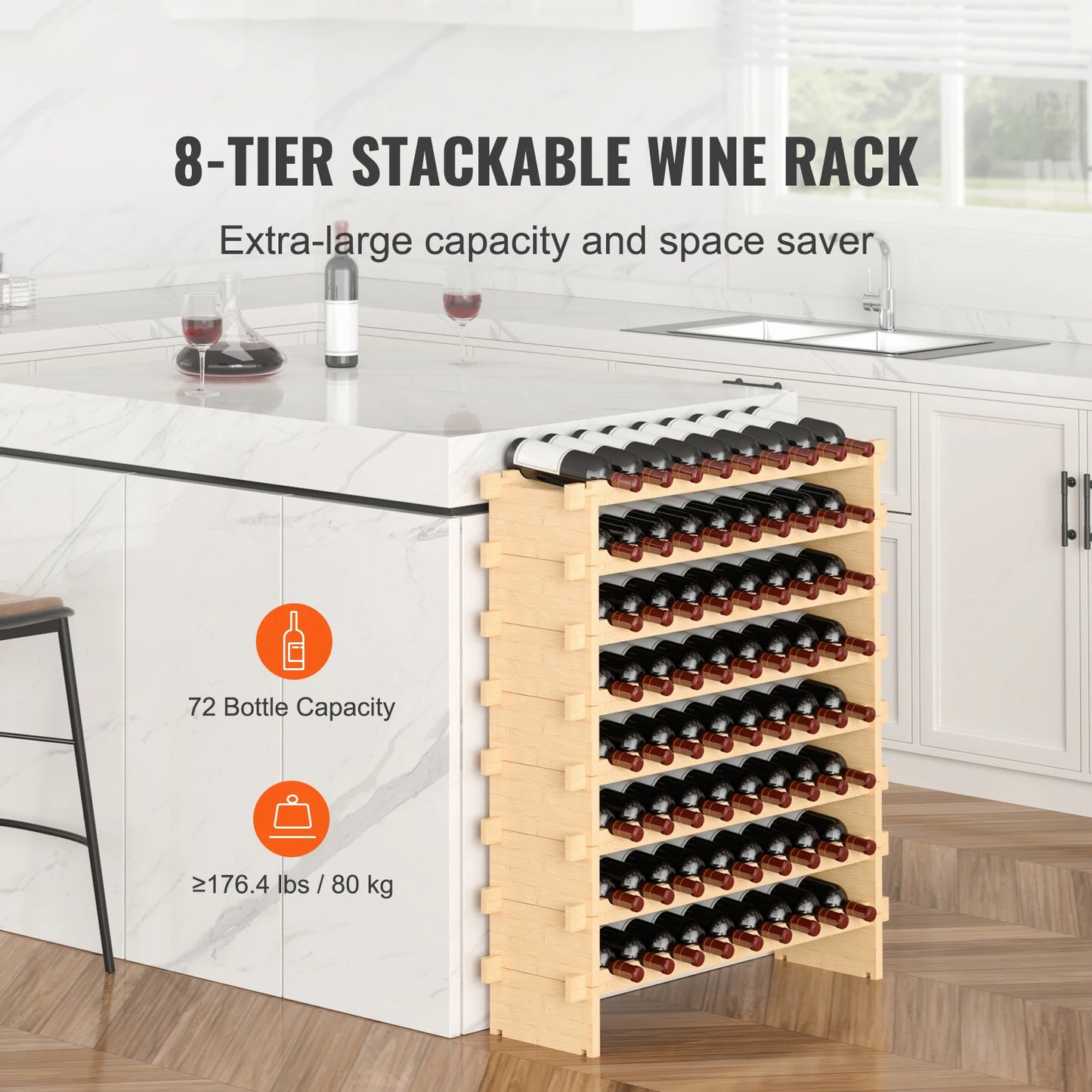 Succebuy Modular Bamboo Wine Rack For Cellar Storage