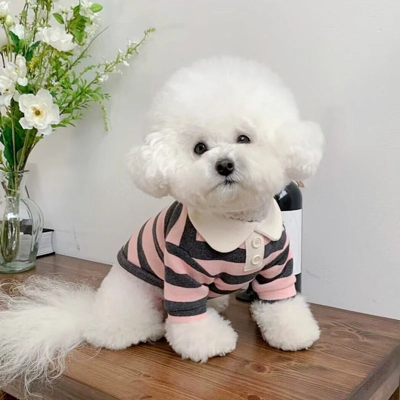 Summer Polo Shirt For Dogs Stripe Style Sweatshirt Cooling Vest
