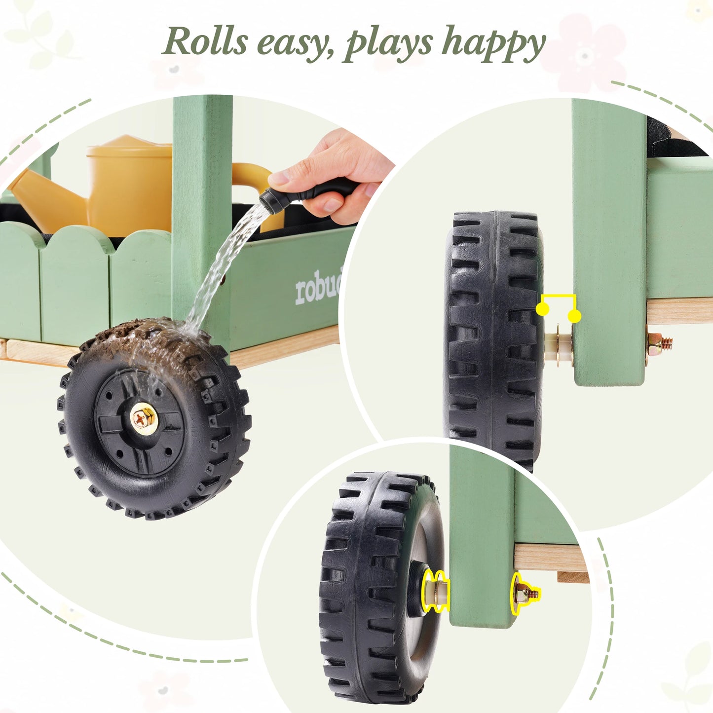 ROBUD Wooden Mud Kitchen Outdoor for Kids with Removable Sink Faucet Garden Tools Accessories Pretend Play Kitchen Toy Montessori Outdoor Toy Gift for Boys Girls Age 3+