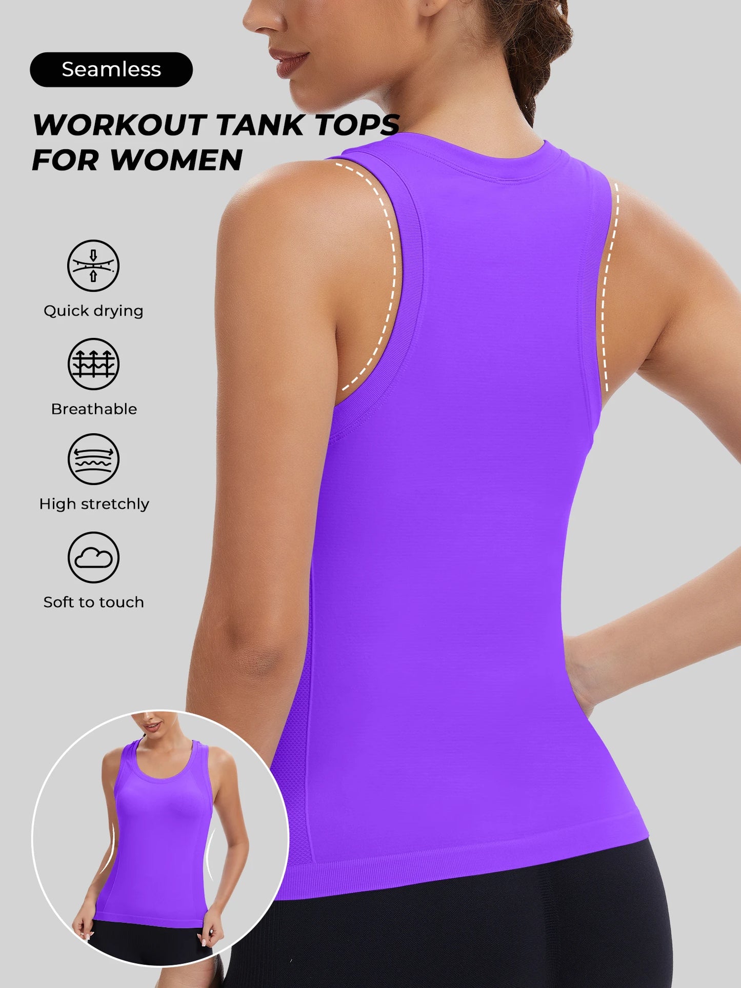 Women's Racerback Seamless Workout Tank Top Yoga Running Gym