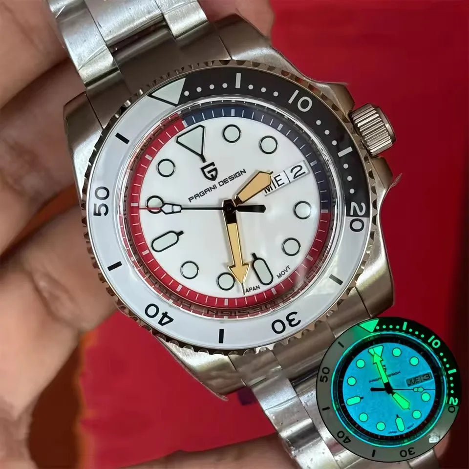 Pagani Design NH36 Automatic Wristwatch Week Date Sapphire Glass Stainless Steel