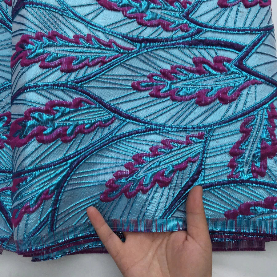 Nigerian Brocade Lace Damask Fabrics African Jacquard For Women Dresses