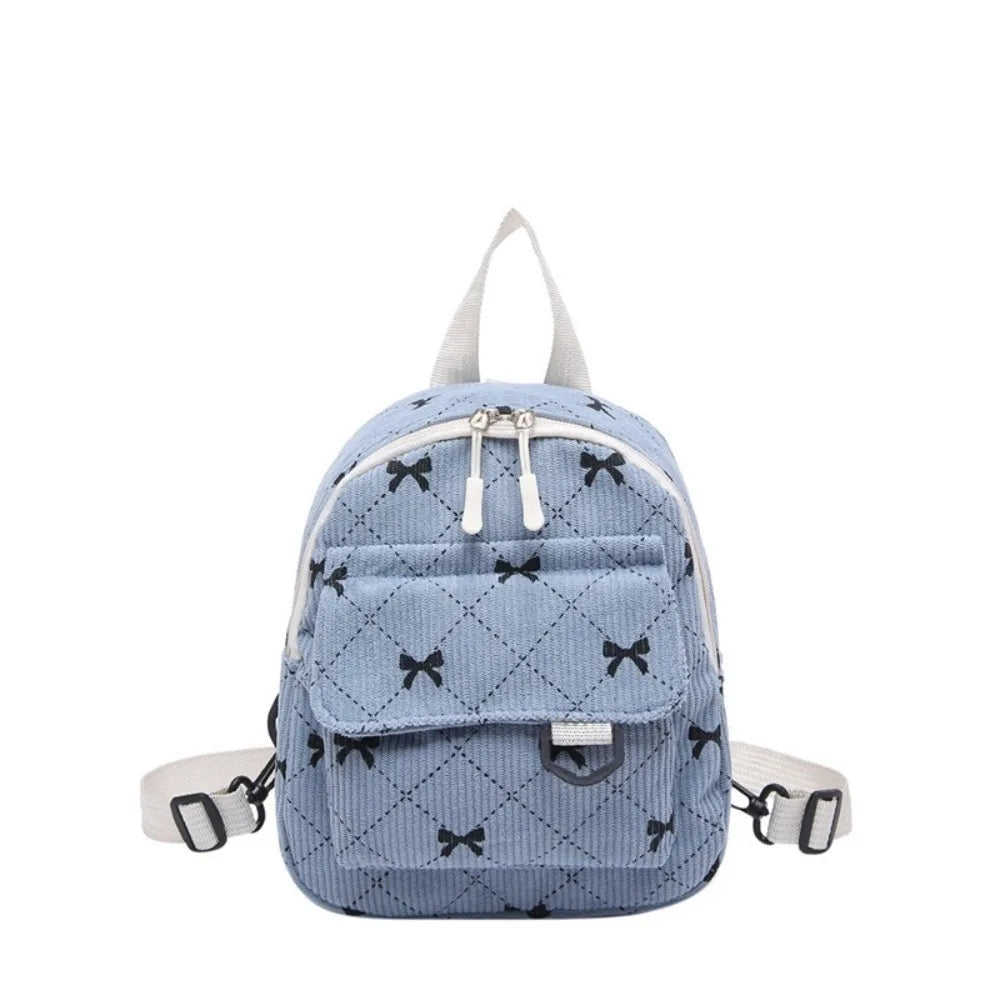 Mini Backpack Bowknot Printed Cosmetic Shoulder Bag Travel Storage