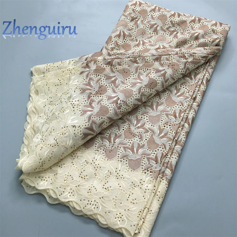 African Lace Fabric Swiss Voile Cotton Embroidered Nigerian Lace 5 Yards