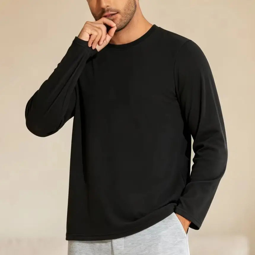 THE GYM PEOPLE Men's Long Sleeve Base Layer Thermal Shirts Stretchy Crewneck Basic Casual Pullover Undershirt Tee Tops