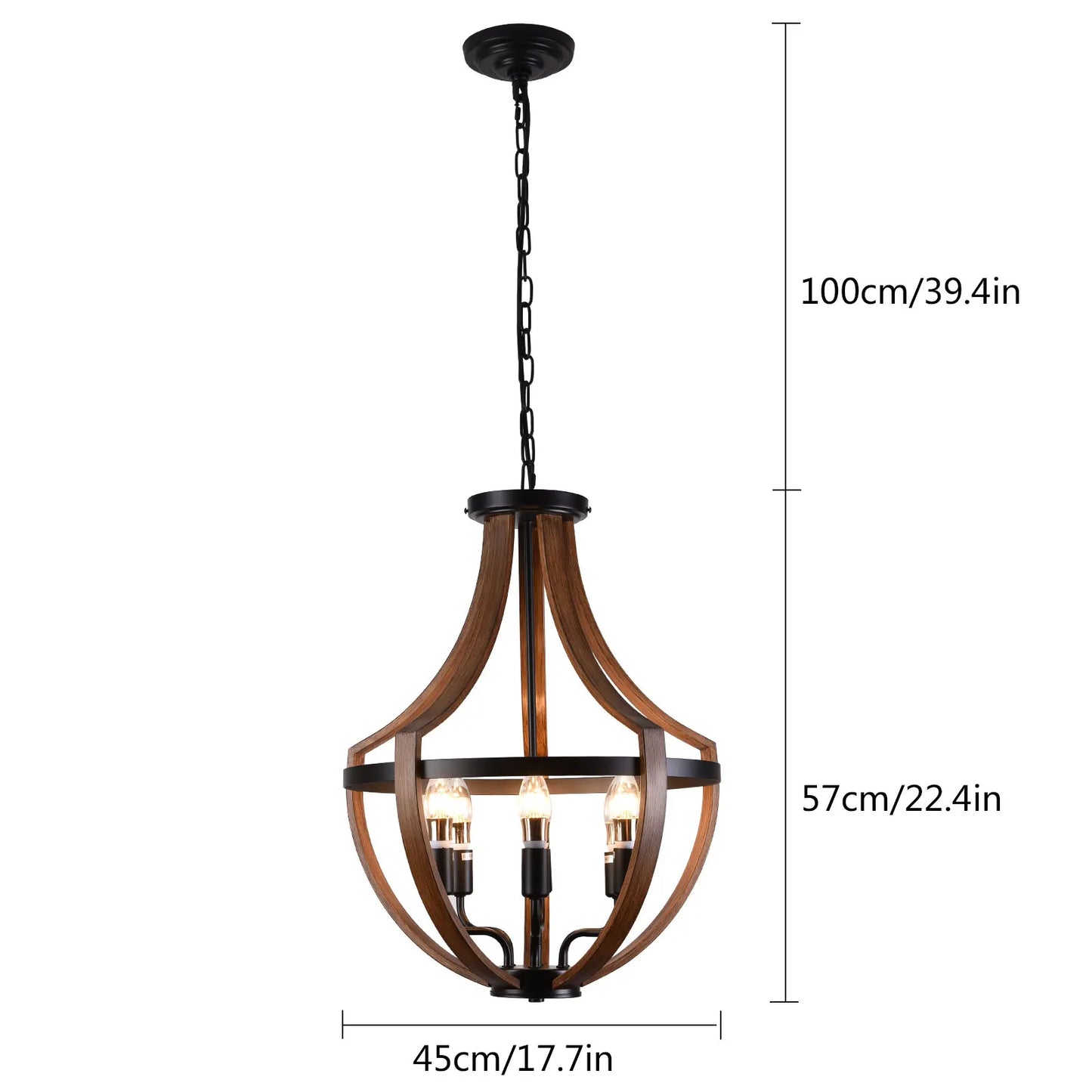 Modern Rustic Wooden Pendant Light For Kitchen And Dining Room
