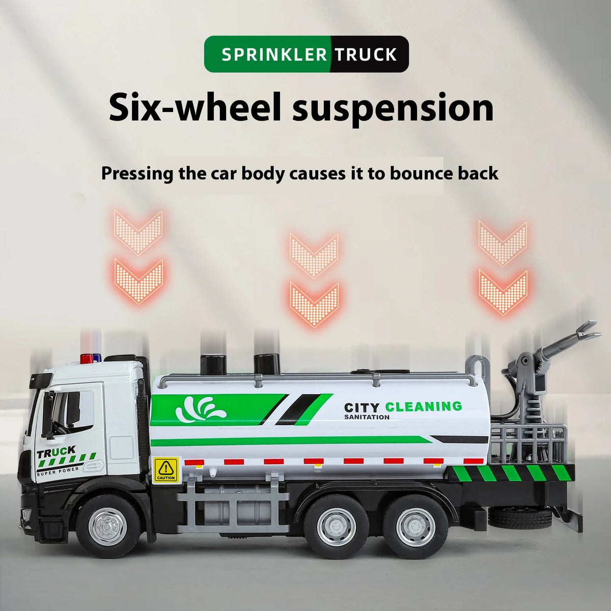 Diecast City Sprinkler Truck Toy With Sound And Lights
