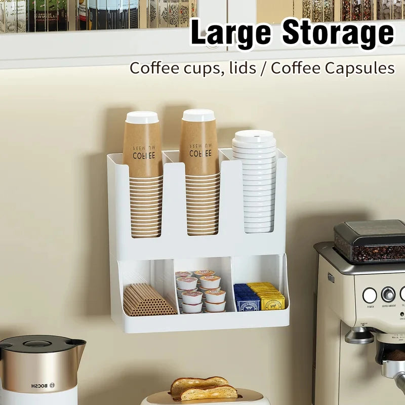Coffee Station Organizer For Countertop And Wall Mounted Coffee Bar