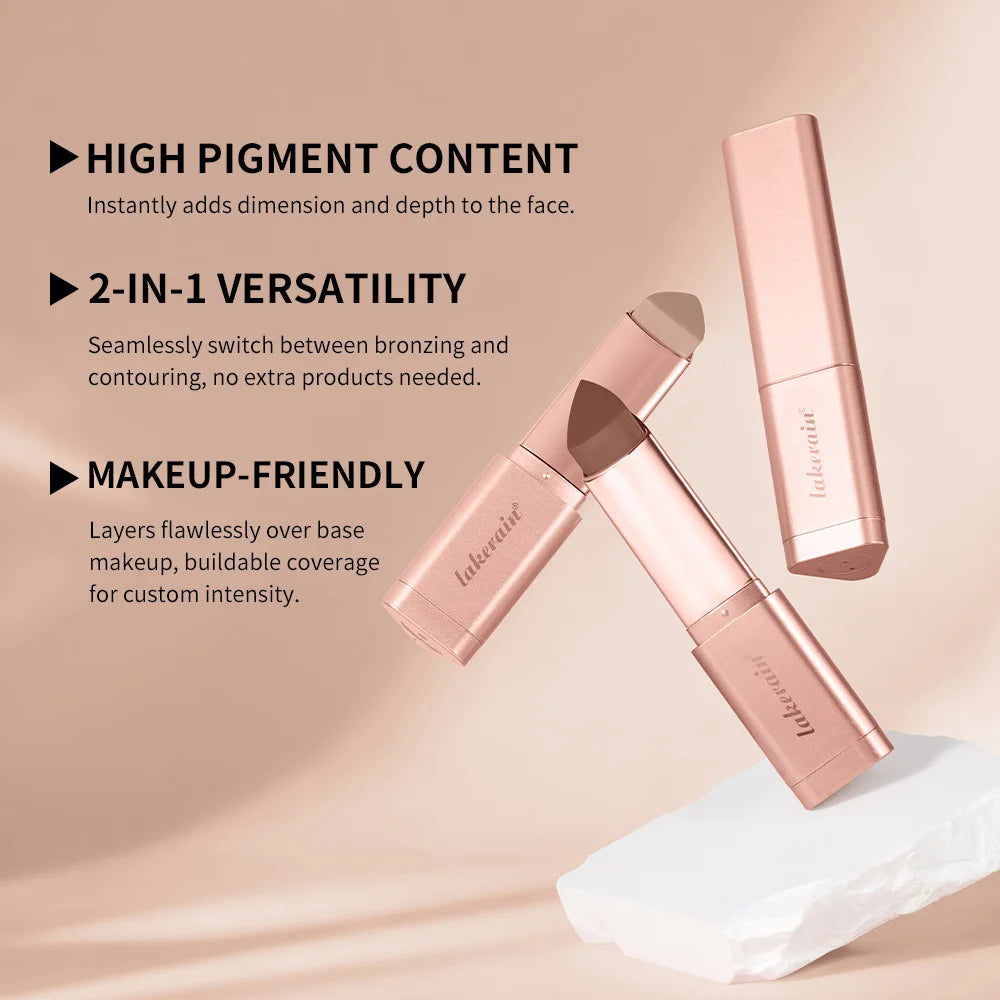 2Pcs Cream Bronzer Stick Smooth Blendable Face Contour Shading Stick Waterproof Long Lasting Natural Sun‑Kissed Bronzing Makeup For All Skin Tones