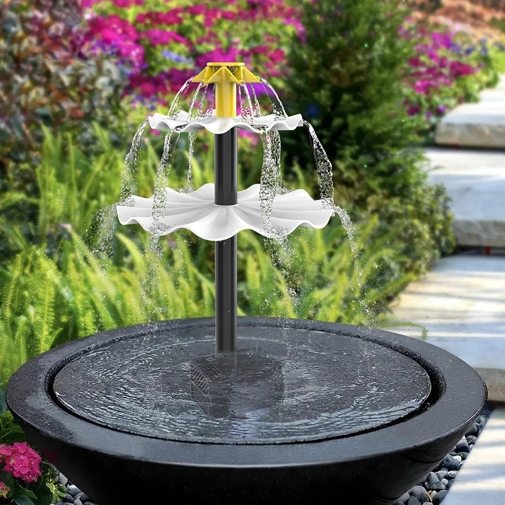 3-Tier Decorative Fountain with Solar Panel Water Fountain and Birdbath Water Fountain with Birdbath for Courtyard Patio Balcony